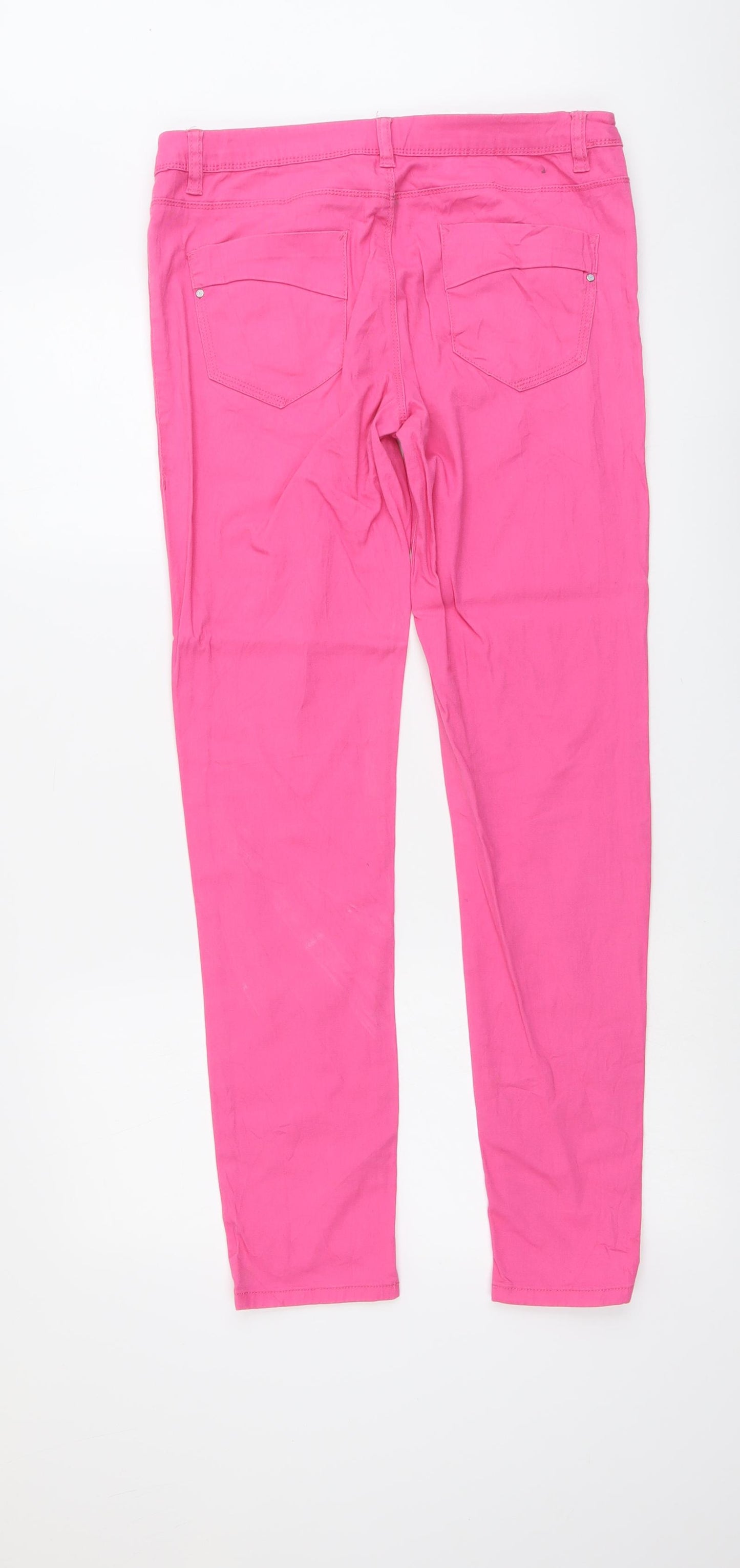C&A Womens Pink Cotton Straight Jeans Size 12 L30 in Regular Button