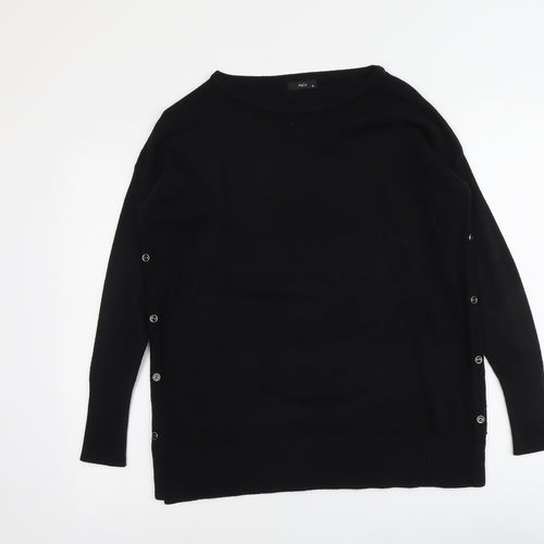 M&Co Womens Black Round Neck Acrylic Pullover Jumper Size 10