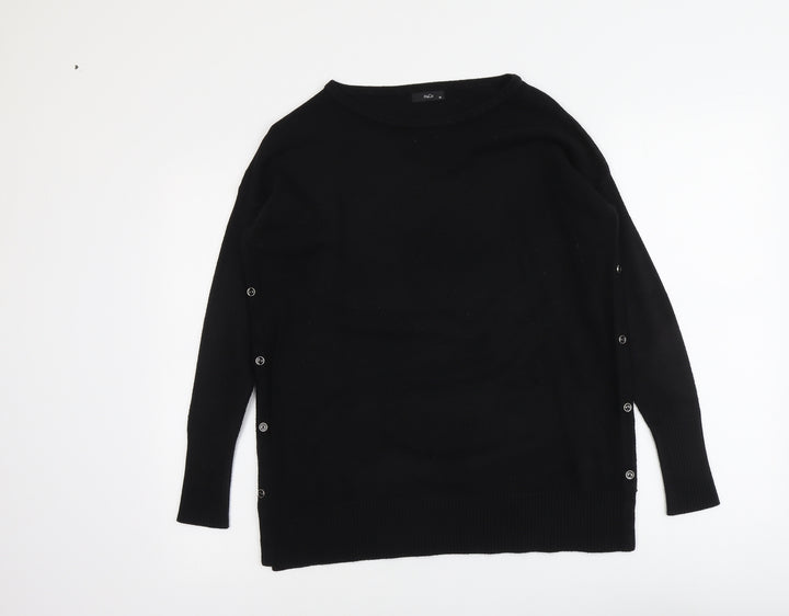 M&Co Womens Black Round Neck Acrylic Pullover Jumper Size 10