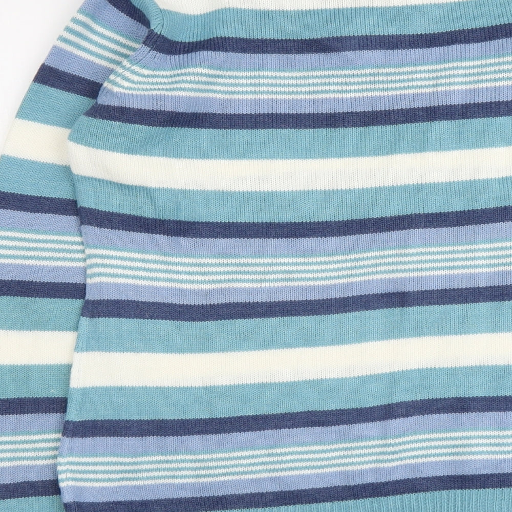 EWM Womens Multicoloured V-Neck Striped Acrylic Pullover Jumper Size 10