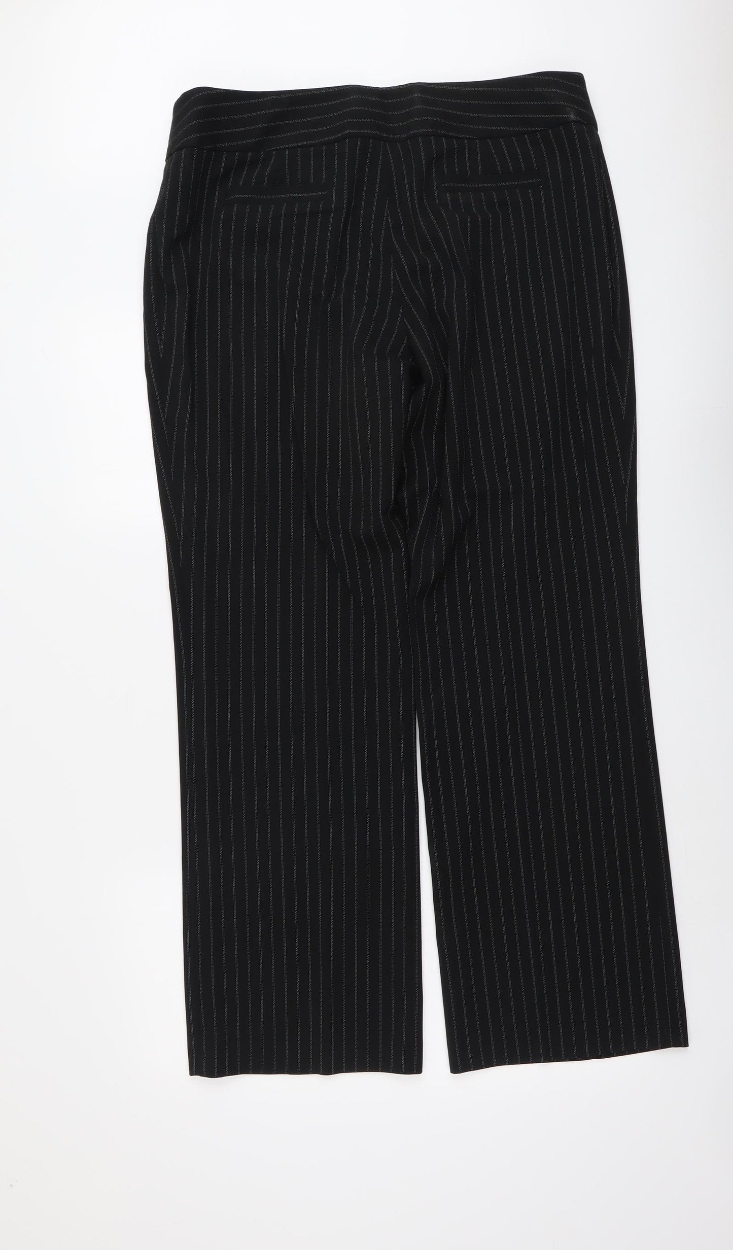 Klass Womens Black Striped Polyester Trousers Size 18 L31 in Regular Button