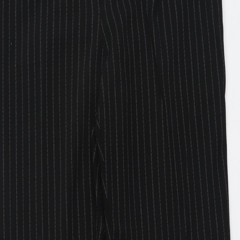 Klass Womens Black Striped Polyester Trousers Size 18 L31 in Regular Button