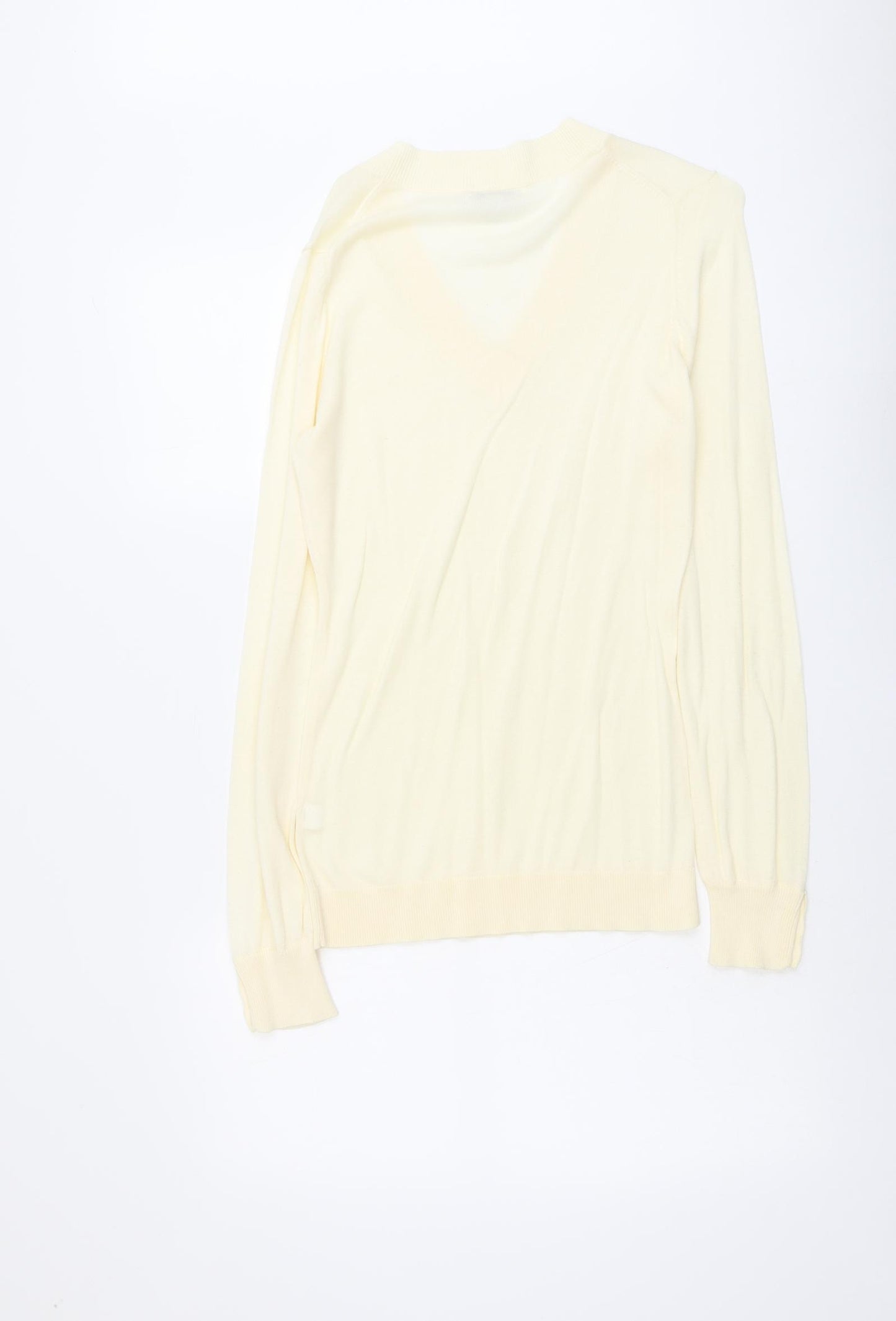Gap Womens Ivory V-Neck Cotton Pullover Jumper Size M