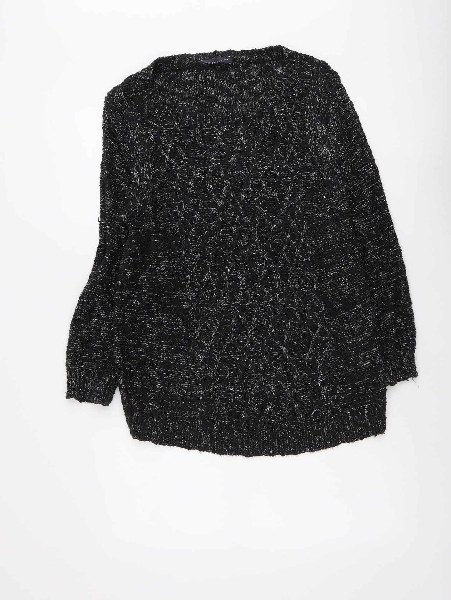 Marks and Spencer Womens Black Round Neck Cotton Pullover Jumper Size 10