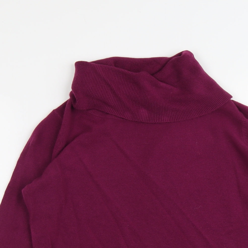 Bonmarché Womens Purple Roll Neck Acrylic Pullover Jumper Size 12