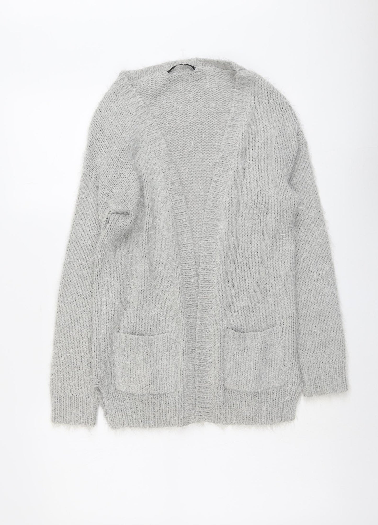 George Womens Grey V-Neck Acrylic Cardigan Jumper Size 10