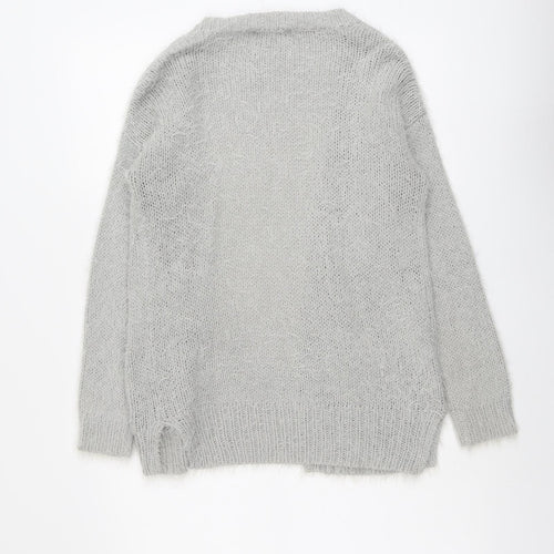 George Womens Grey V-Neck Acrylic Cardigan Jumper Size 10