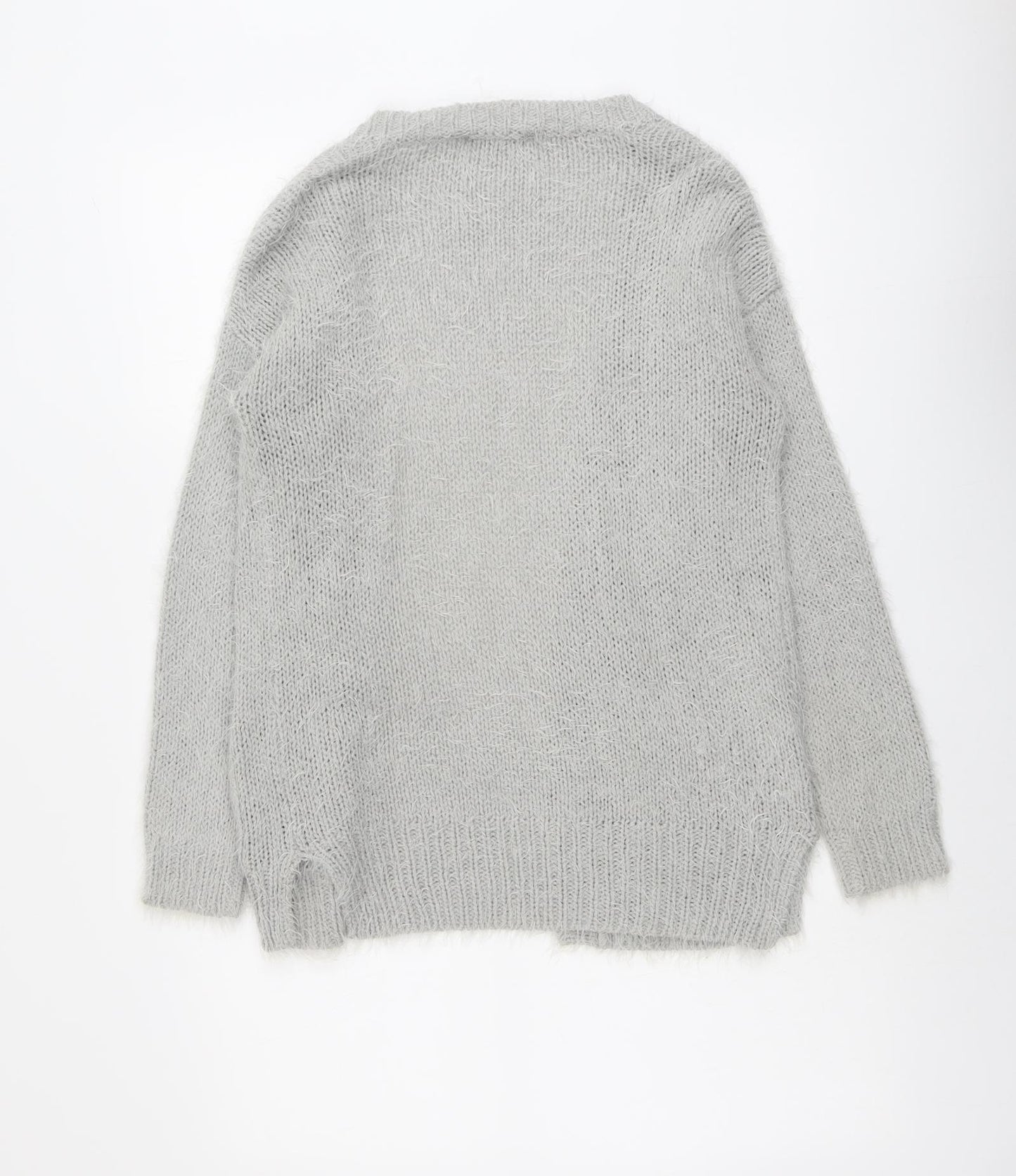 George Womens Grey V-Neck Acrylic Cardigan Jumper Size 10