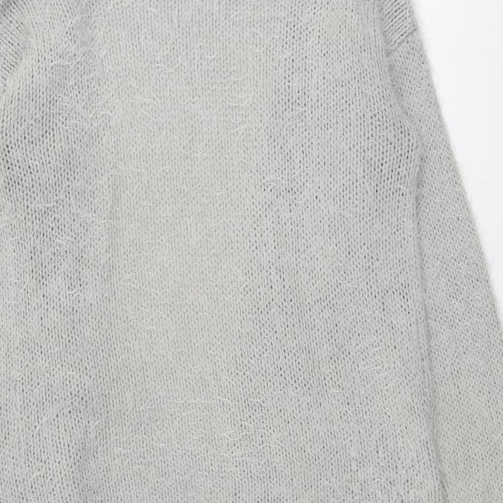 George Womens Grey V-Neck Acrylic Cardigan Jumper Size 10
