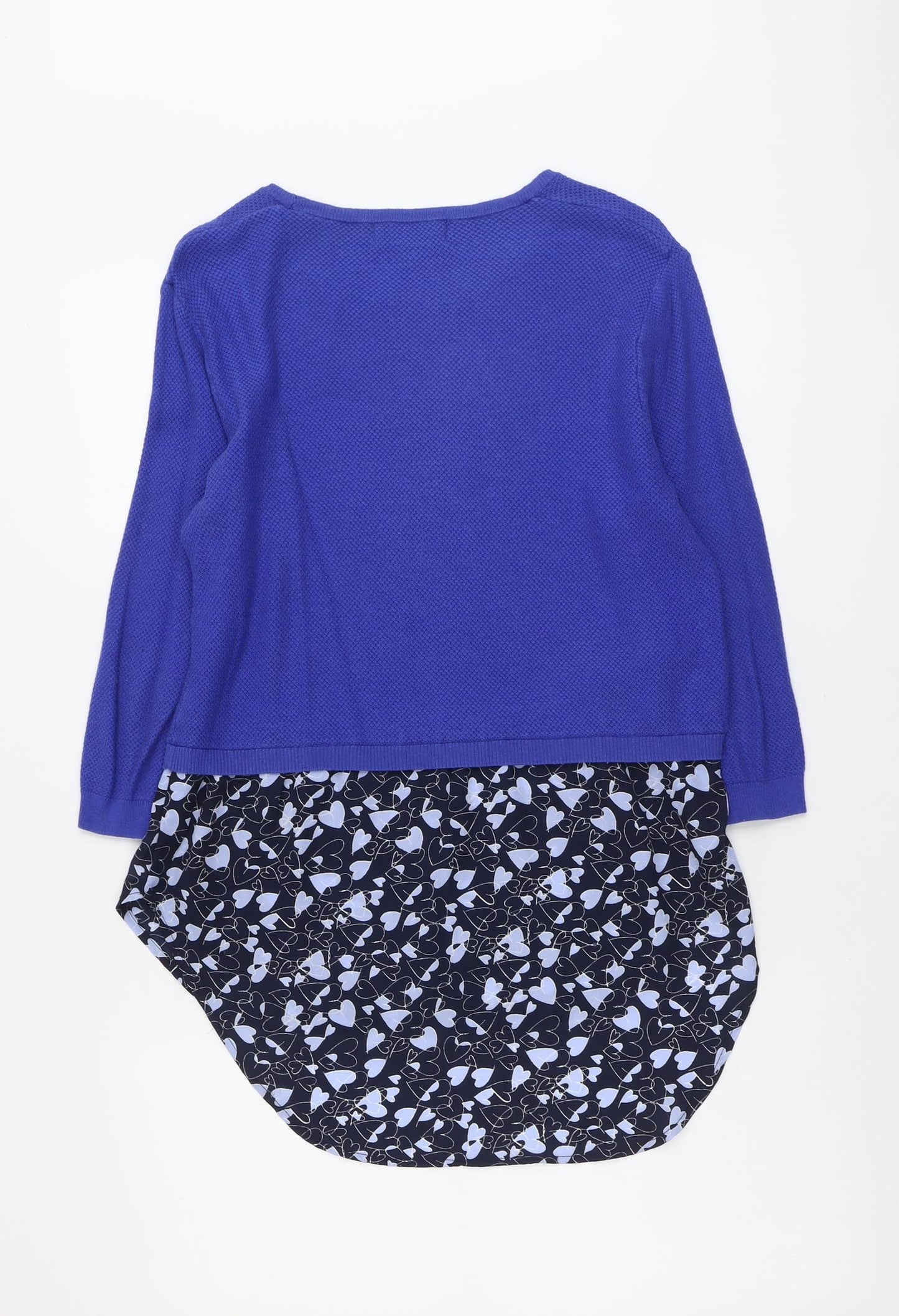 NEXT Womens Blue Round Neck Geometric Cotton Pullover Jumper Size 10 - Shirt Insert