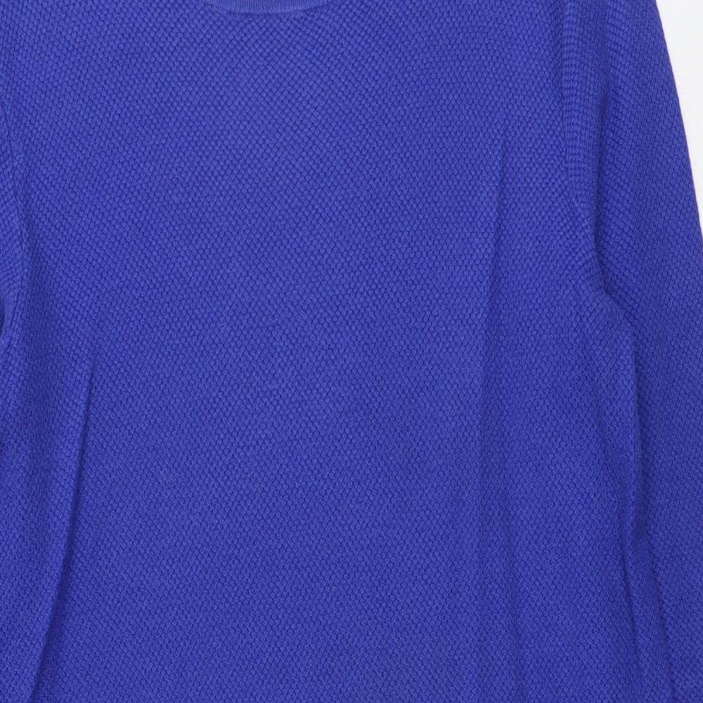NEXT Womens Blue Round Neck Geometric Cotton Pullover Jumper Size 10 - Shirt Insert