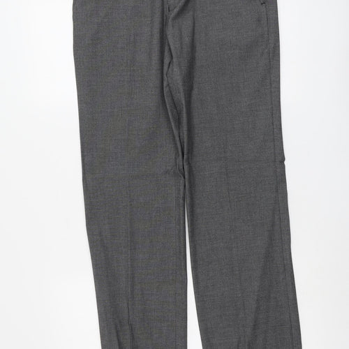 River Island Mens Grey Polyester Dress Pants Trousers Size 32 in L32 in Regular Button