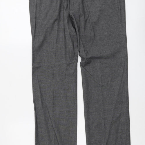 River Island Mens Grey Polyester Dress Pants Trousers Size 32 in L32 in Regular Button