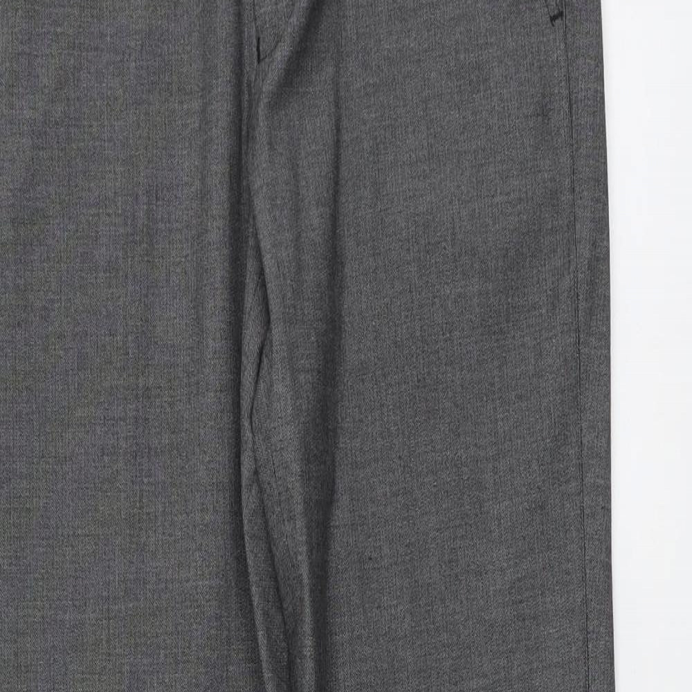 River Island Mens Grey Polyester Dress Pants Trousers Size 32 in L32 in Regular Button