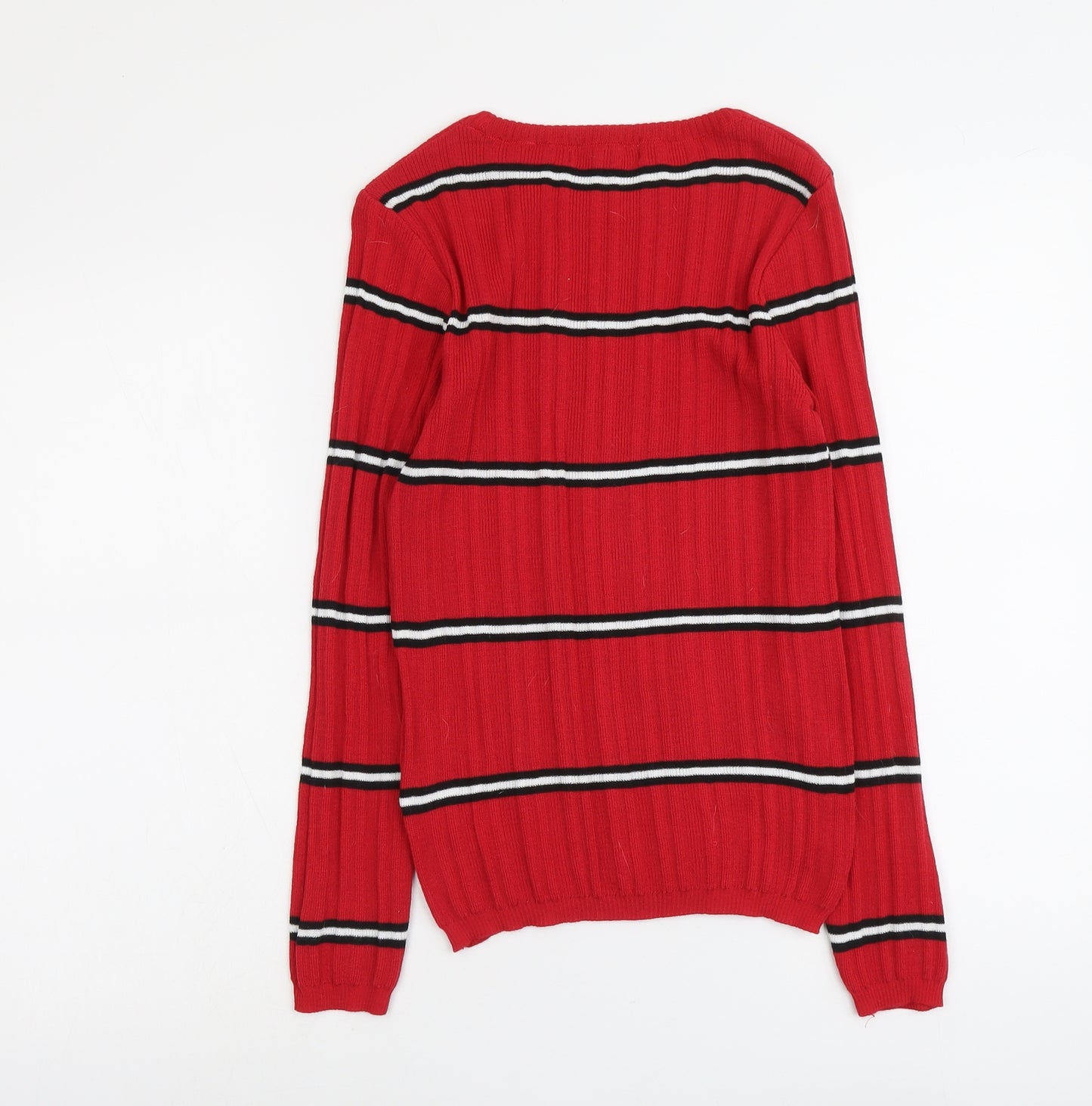 Primark Womens Red Roll Neck Polka Dot Polyester Pullover Jumper Size M