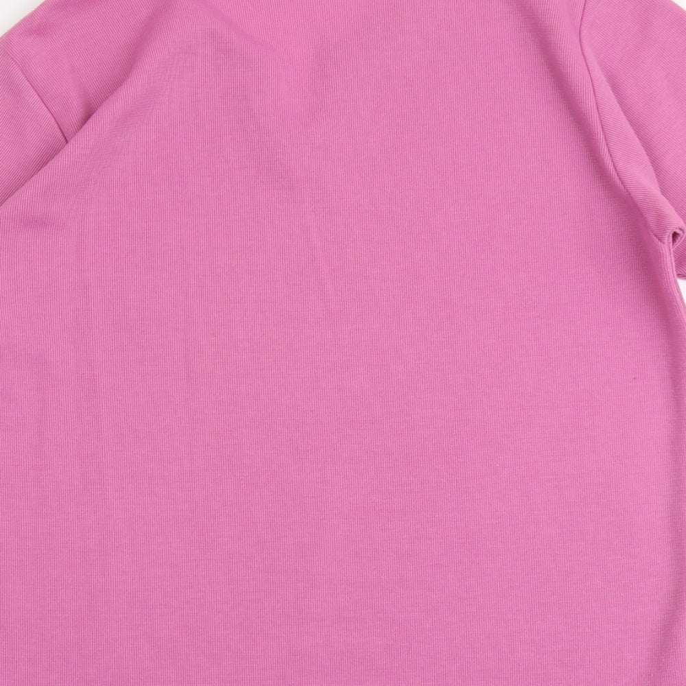 //Text... Womens Pink V-Neck Herringbone Polyester Pullover Jumper Size M