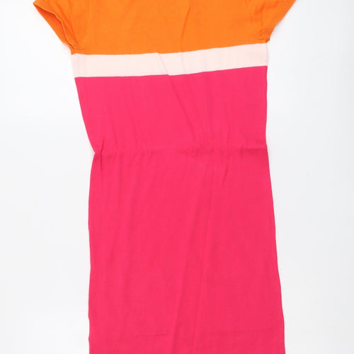 Papaya Womens Multicoloured Colourblock Cotton A-Line Size 8 Round Neck Pullover