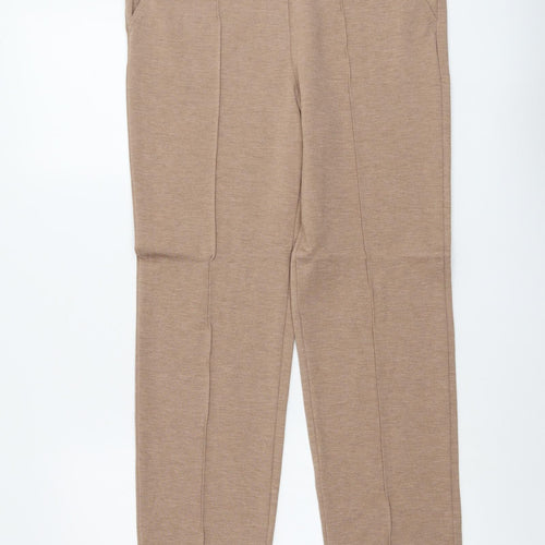 Marks and Spencer Womens Beige Viscose Trousers Size 12 L28 in Regular