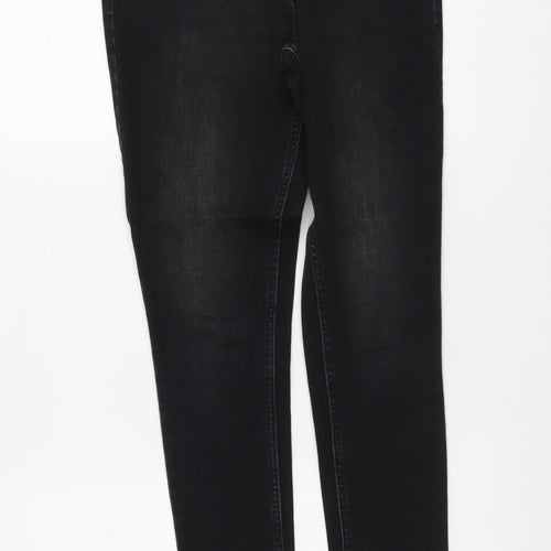 Marks and Spencer Womens Black Herringbone Cotton Skinny Jeans Size 10 L30 in Regular Button