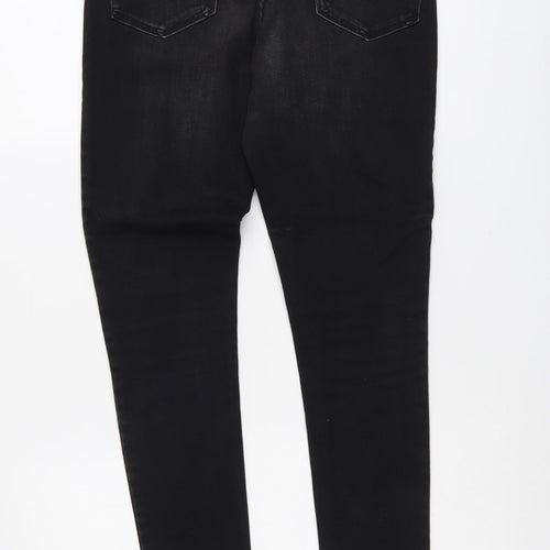 Marks and Spencer Womens Black Herringbone Cotton Skinny Jeans Size 10 L30 in Regular Button