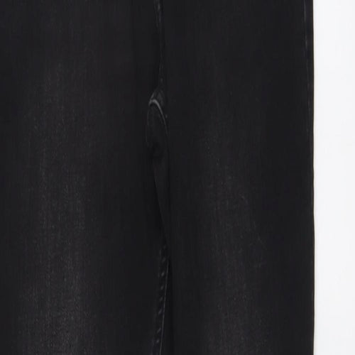 Marks and Spencer Womens Black Herringbone Cotton Skinny Jeans Size 10 L30 in Regular Button