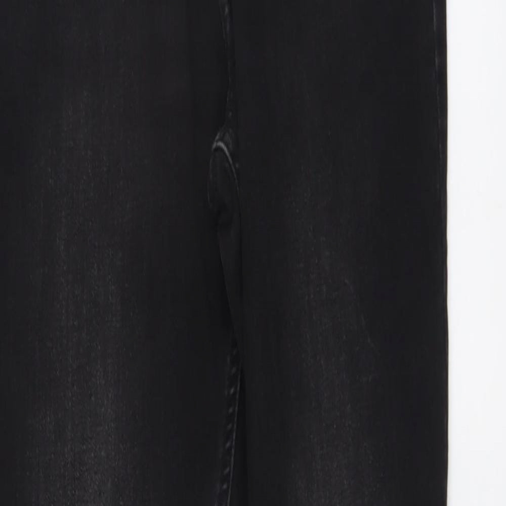 Marks and Spencer Womens Black Herringbone Cotton Skinny Jeans Size 10 L30 in Regular Button
