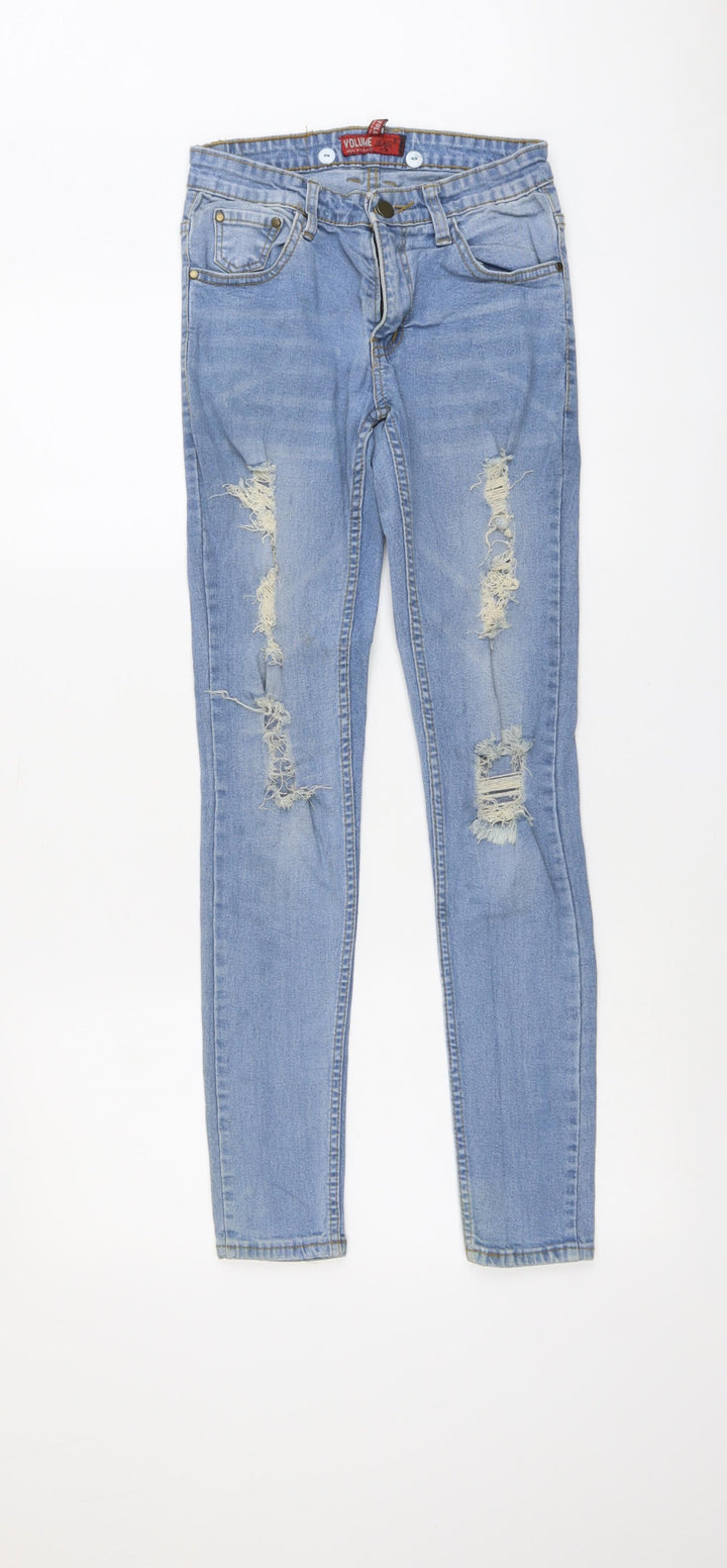 Volume Womens Blue Cotton Skinny Jeans Size M L29 in Regular Button