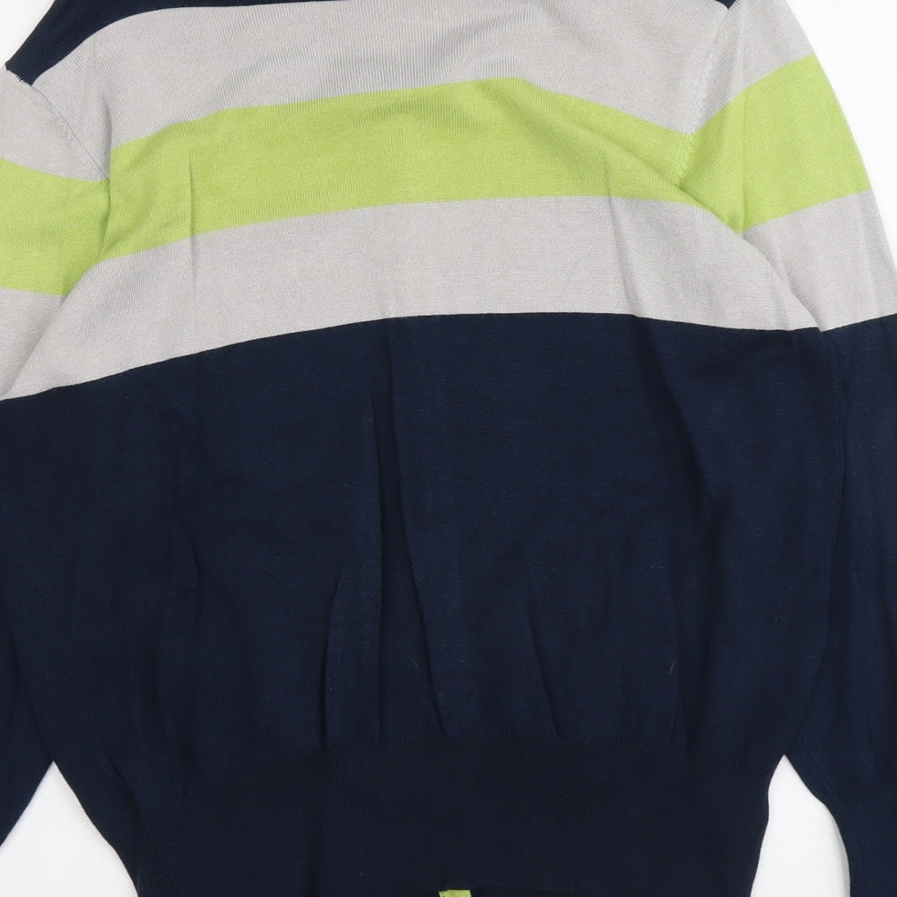 //Text... Womens Multicoloured Round Neck Striped Viscose Cardigan Jumper Size L