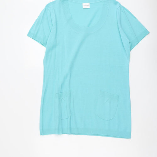 ...Being Casual Womens Blue Scoop Neck Acrylic Pullover Jumper Size 12