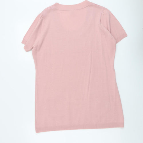 ...Being Casual Womens Pink Scoop Neck Acrylic Pullover Jumper Size 12