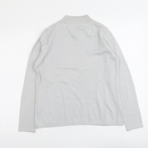 Bonmarché Womens Silver Round Neck Acrylic Pullover Jumper Size S