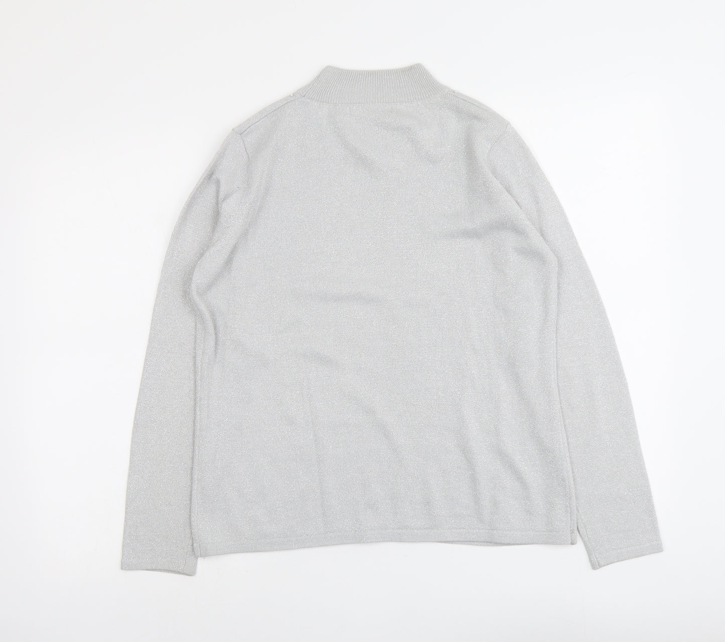 Bonmarché Womens Silver Round Neck Acrylic Pullover Jumper Size S