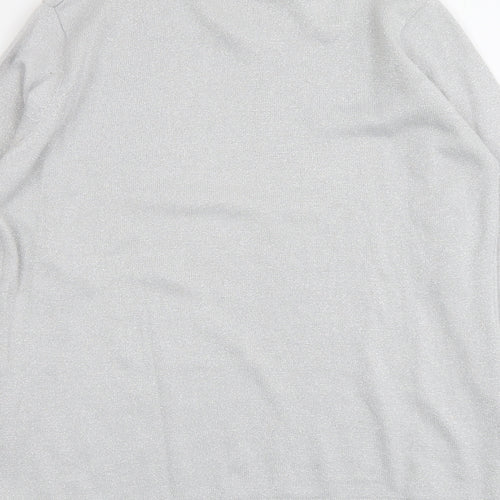 Bonmarché Womens Silver Round Neck Acrylic Pullover Jumper Size S