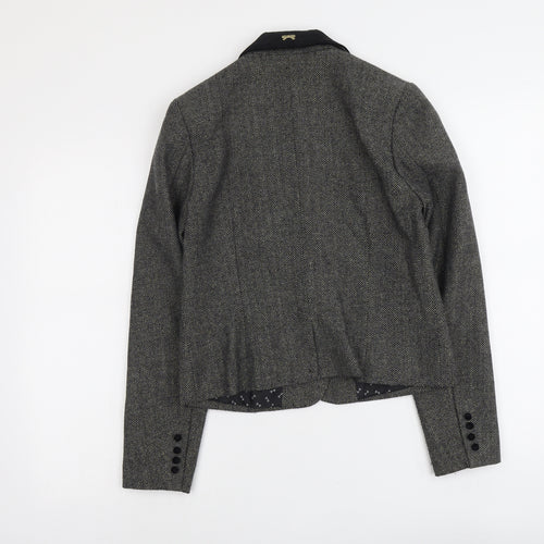 Mademoiselle Womens Grey Herringbone Polyester Jacket Blazer Size 10