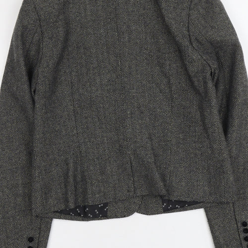 Mademoiselle Womens Grey Herringbone Polyester Jacket Blazer Size 10