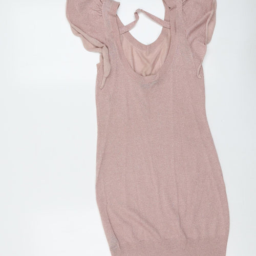 H&M Womens Pink Viscose Bodycon Size 8 Round Neck Pullover