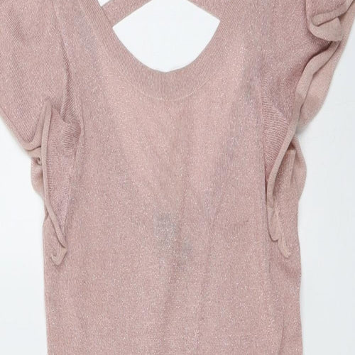 H&M Womens Pink Viscose Bodycon Size 8 Round Neck Pullover