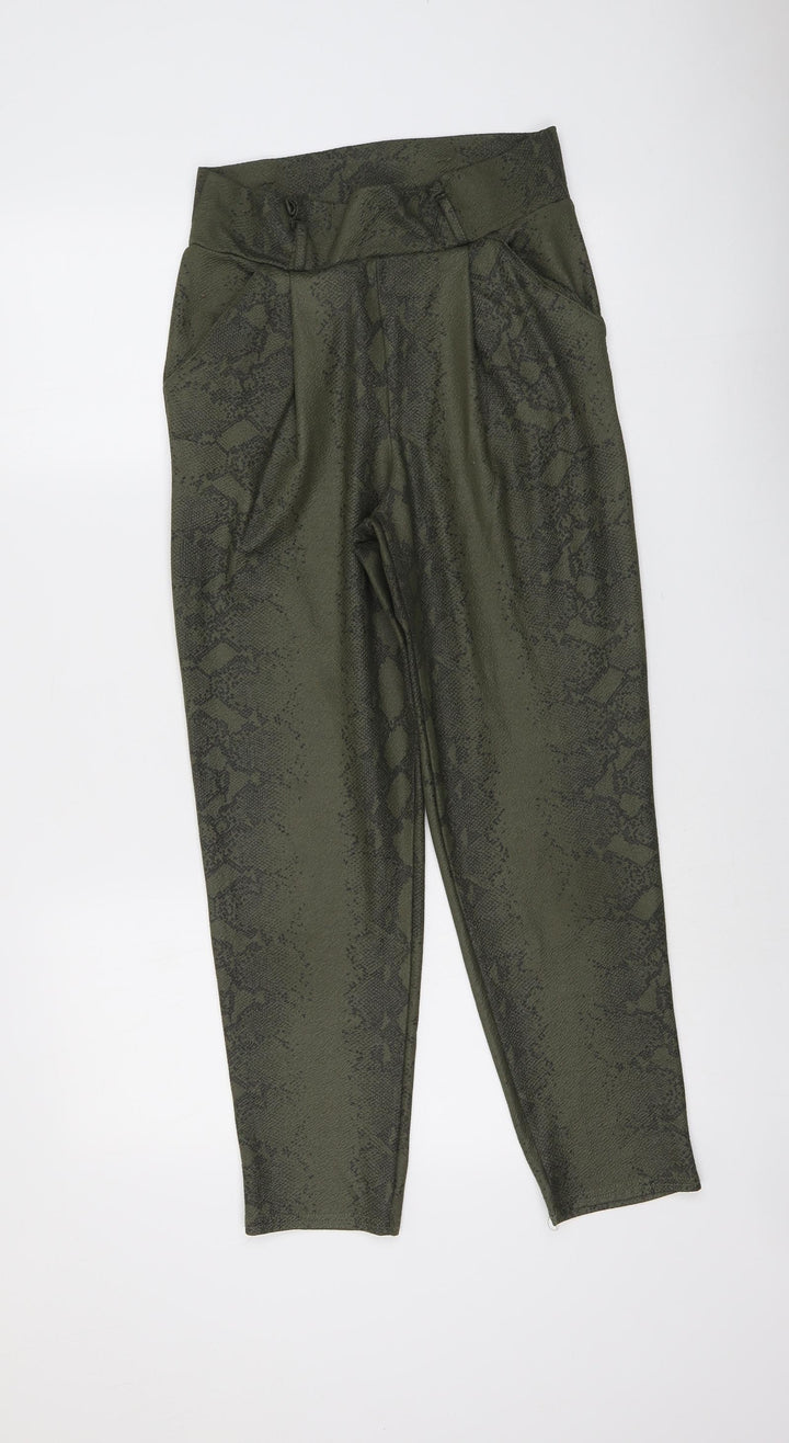 I SAW IT FIRST Womens Green Animal Print Polyester Jegging Trousers Size 10 L25 in Regular - Snake Skin Print