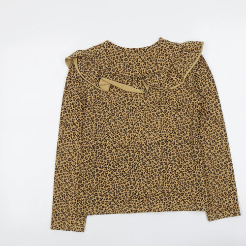 Yoyo S. Womens Beige Animal Print Cotton Basic T-Shirt Size 14 Round Neck