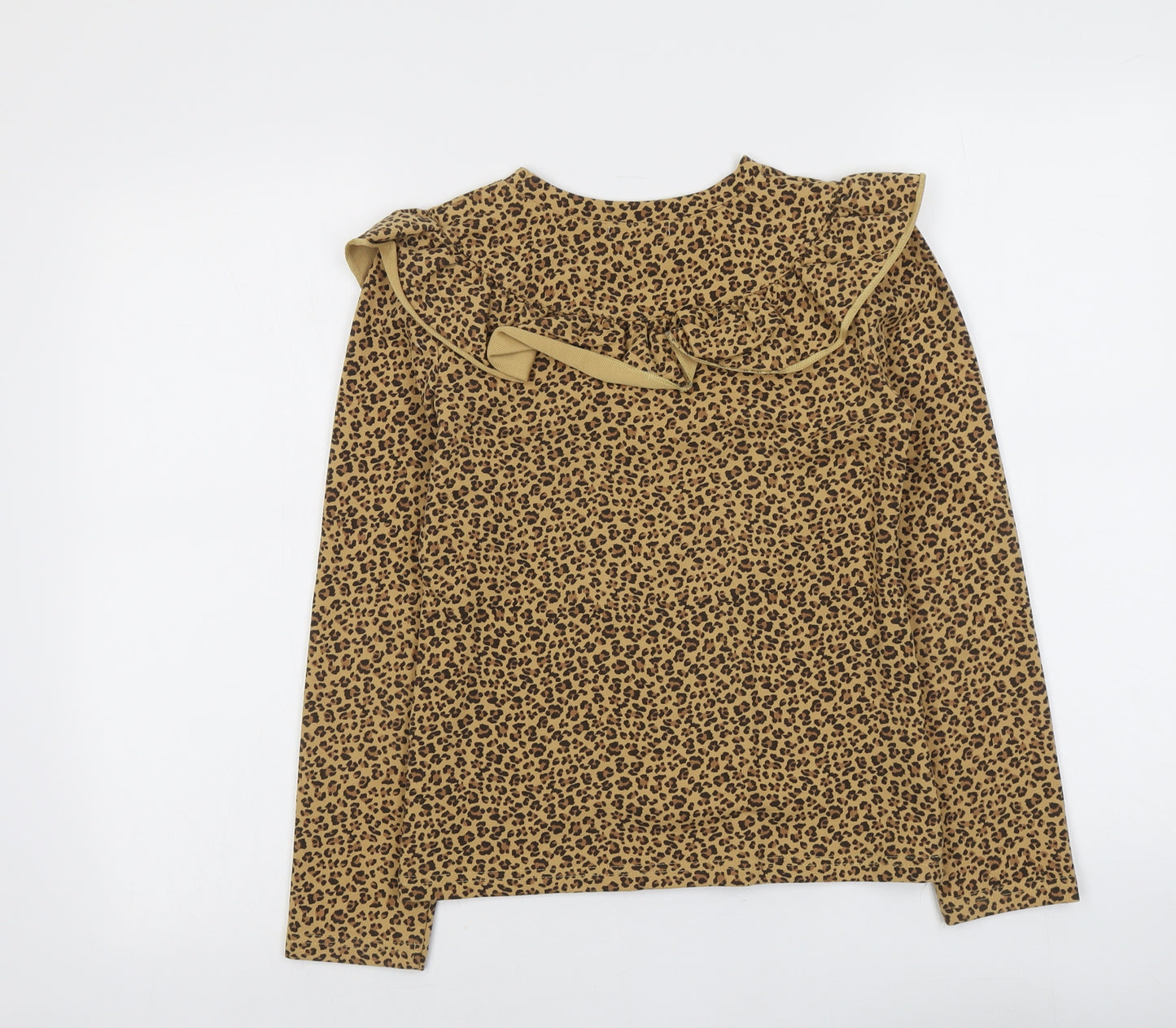 Yoyo S. Womens Beige Animal Print Cotton Basic T-Shirt Size 14 Round Neck