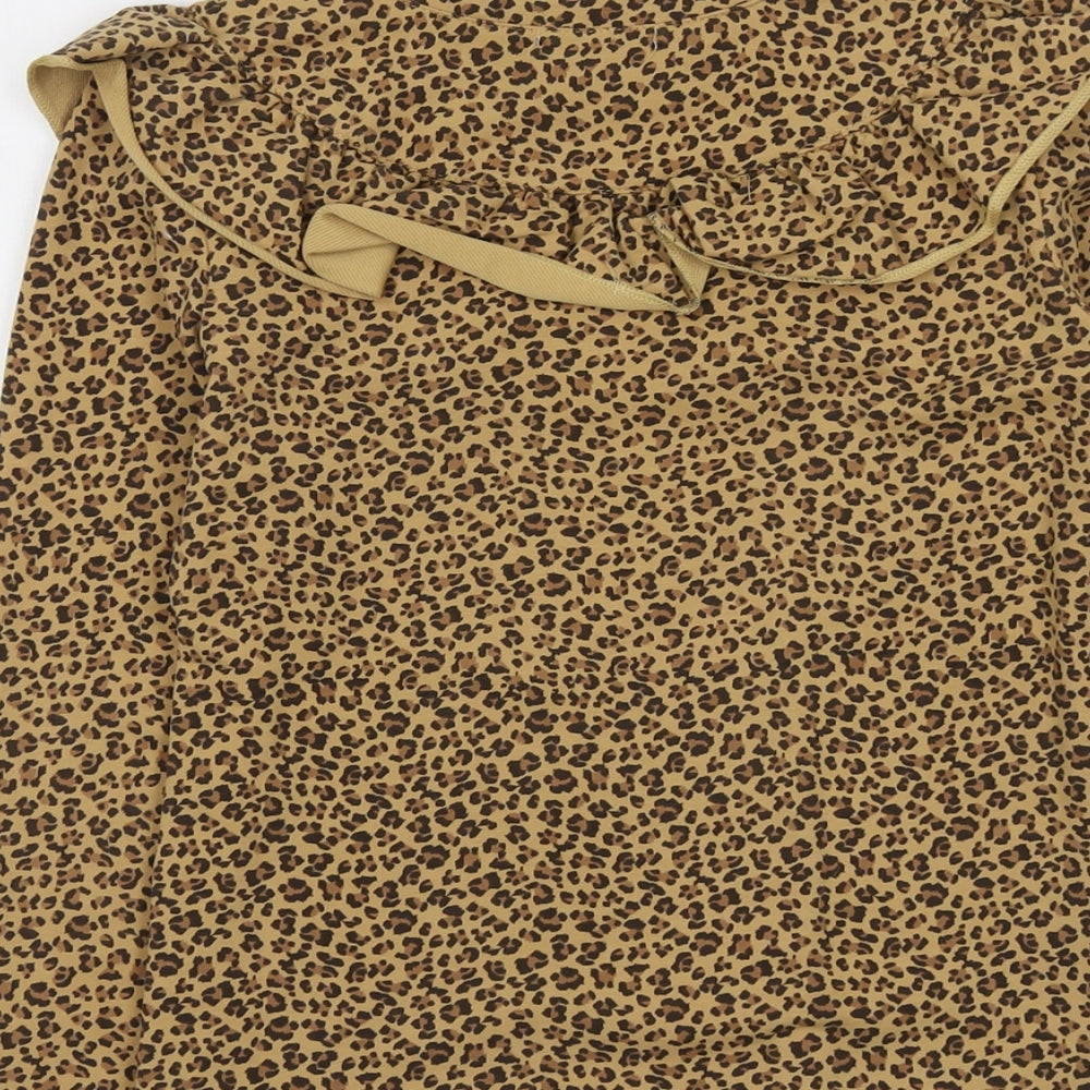 Yoyo S. Womens Beige Animal Print Cotton Basic T-Shirt Size 14 Round Neck