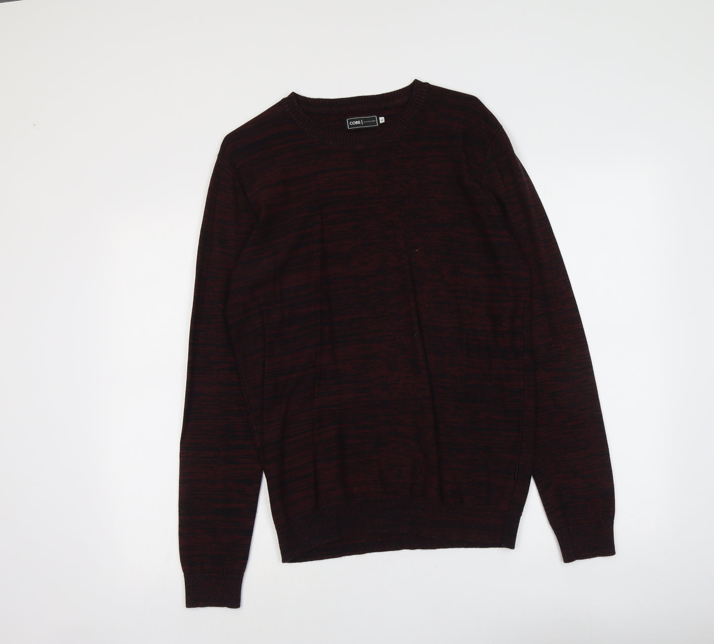 JACK & JONES Mens Red Round Neck Cotton Pullover Jumper Size L Long Sleeve