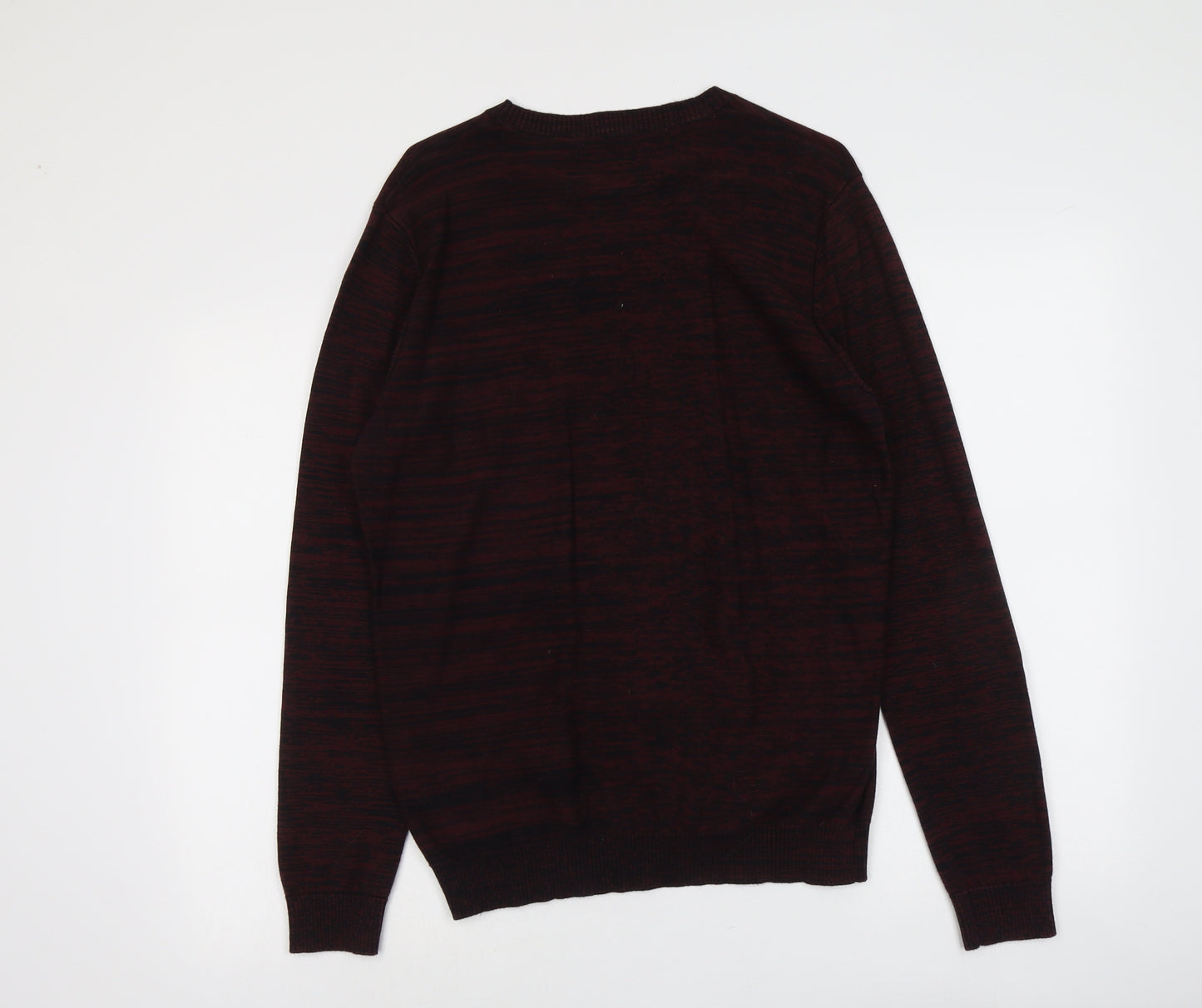 JACK & JONES Mens Red Round Neck Cotton Pullover Jumper Size L Long Sleeve