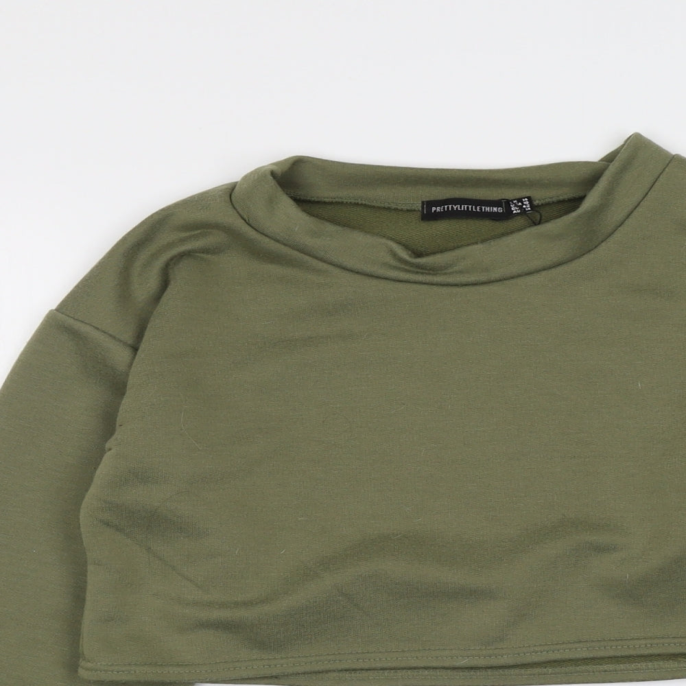 PRETTYLITTLETHING Womens Green Polyester Pullover Sweatshirt Size 10 Pullover