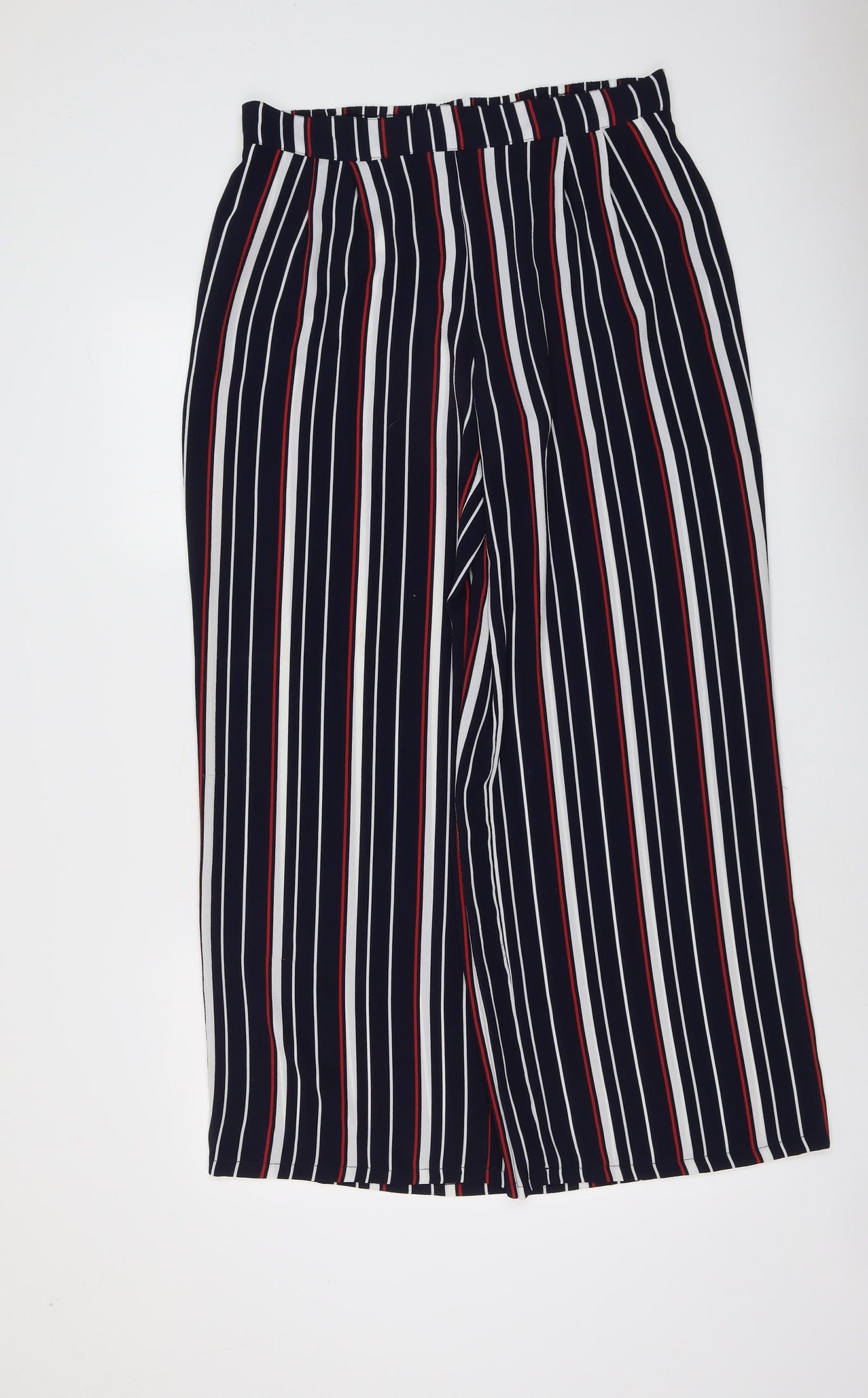 Papaya Womens Blue Striped Polyester Trousers Size 14 L30 in Regular