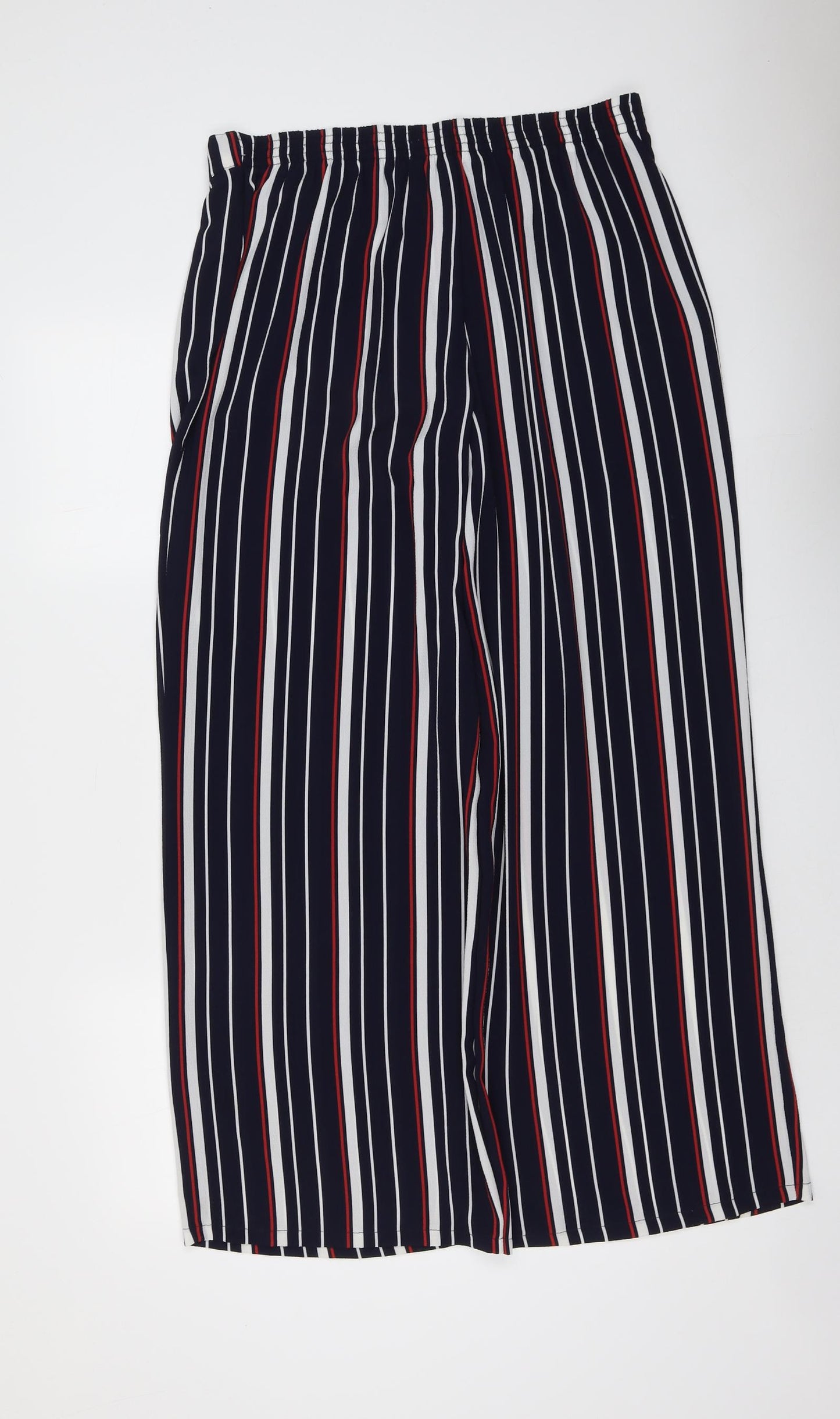 Papaya Womens Blue Striped Polyester Trousers Size 14 L30 in Regular
