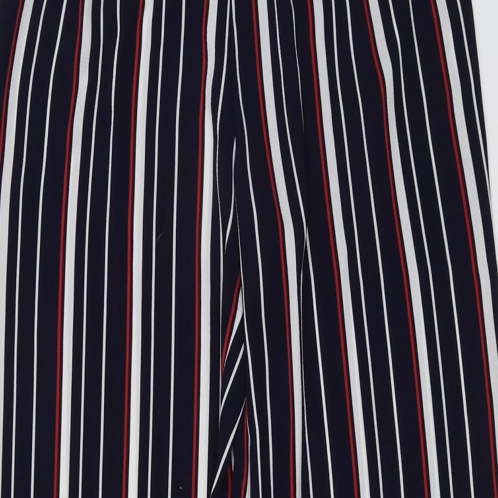 Papaya Womens Blue Striped Polyester Trousers Size 14 L30 in Regular