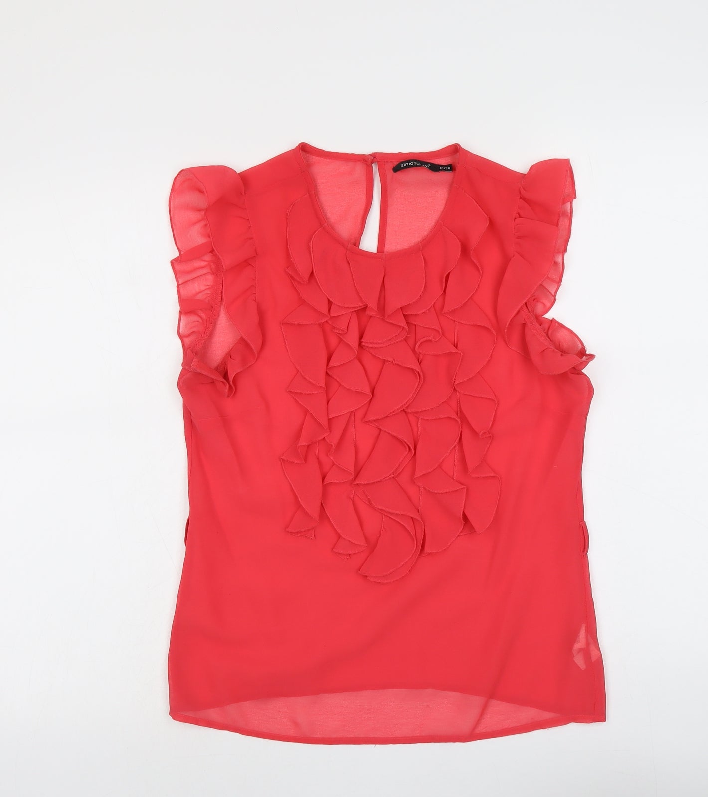Atmosphere Womens Pink Polyester Basic Blouse Size 10 Round Neck