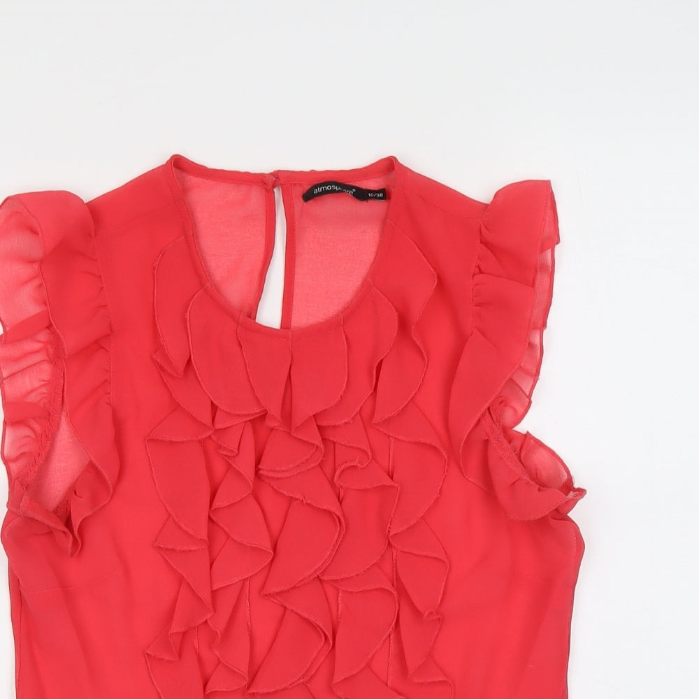 Atmosphere Womens Pink Polyester Basic Blouse Size 10 Round Neck