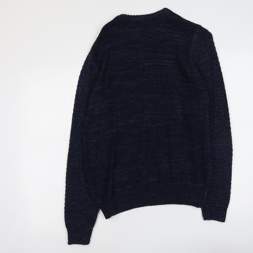 Cedar Wood State Mens Black Round Neck Acrylic Pullover Jumper Size S Long Sleeve